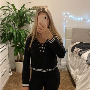 Black cropped hoodie